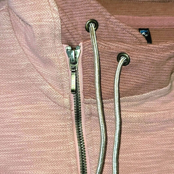 Kuhl Arva Asymmetrical Hoodie Full Zip Womens Large XL Pink Jacquard Two Tone - Picture 8 of 16